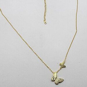 Brand New Sterling Silver 925 Double Butterfly Necklace